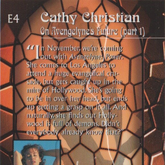 Avengelyne Series 1 Chromium Embossed Insert Chase Card E4 Cathy Christian Model - Picture 3 of 4